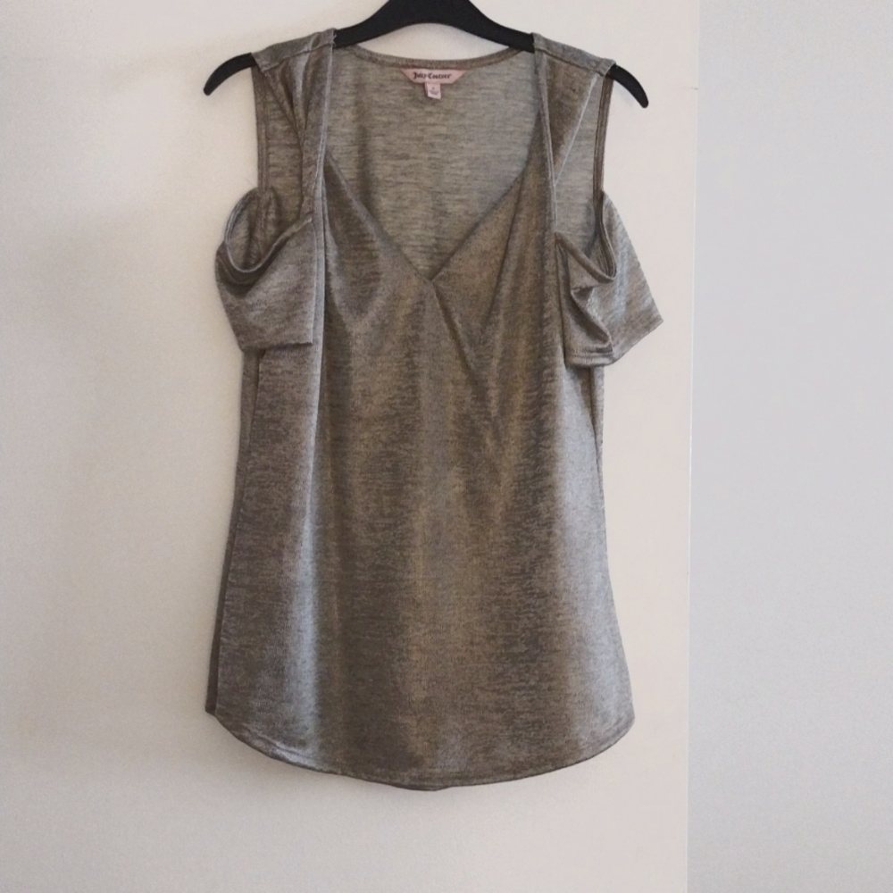 Juicy Couture metallic cold shoulder top